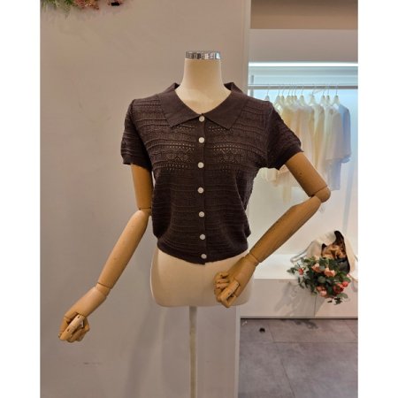 카라 반팔 가디건