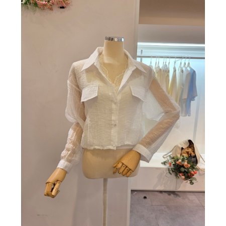 시스루 숏 블라우스