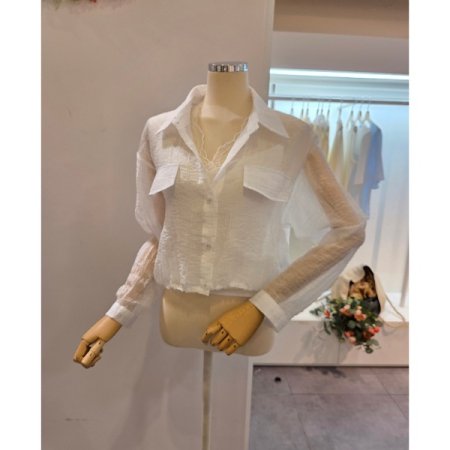 시스루 숏 블라우스