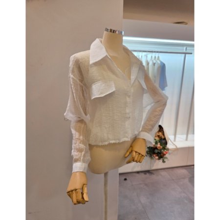 시스루 숏 블라우스