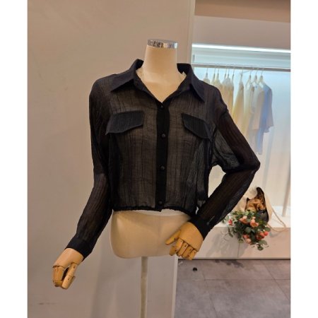 시스루 숏 블라우스