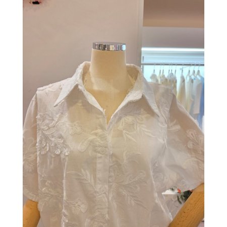 꽃 자수 스트링 블라우스