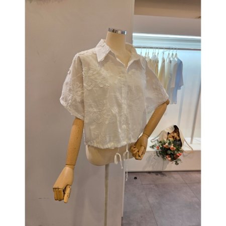 꽃 자수 스트링 블라우스