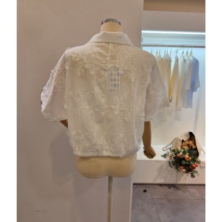 꽃 자수 스트링 블라우스