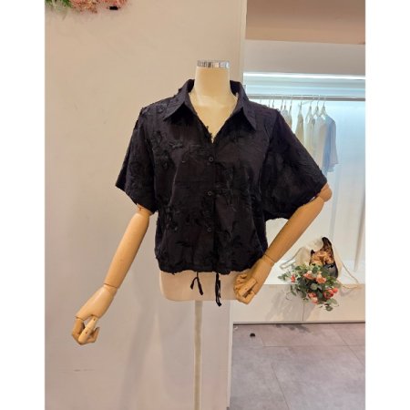 꽃 자수 스트링 블라우스