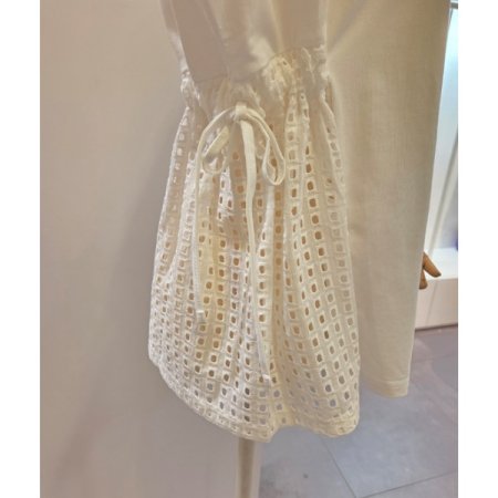 양 허리 끈 펀칭 티셔츠