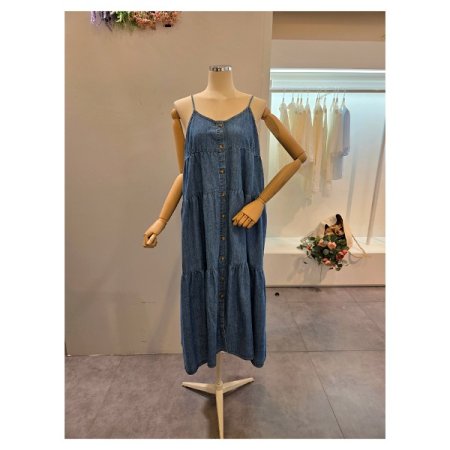 청 캉캉 끈 원피스