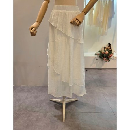 밴딩 프릴 롱 스커트