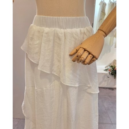 밴딩 프릴 롱 스커트