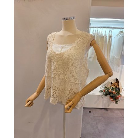 꽃 레이스 뜨개 베스트