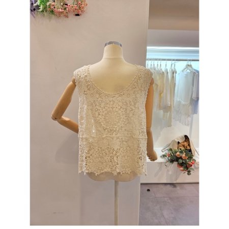 꽃 레이스 뜨개 베스트