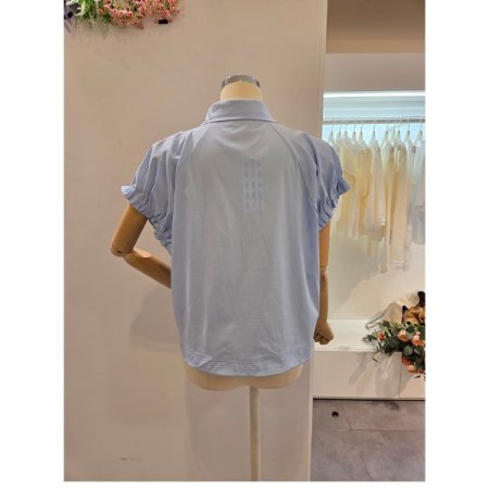 셔링 소매 배색 셔츠