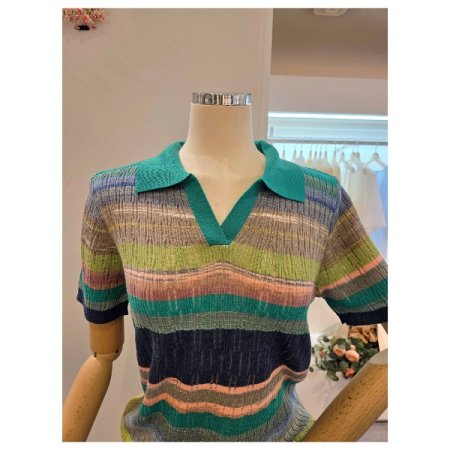 컬러 슬릿 카라 니트