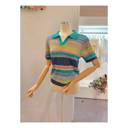 컬러 슬릿 카라 니트