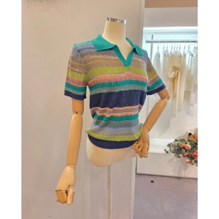 컬러 슬릿 카라 니트