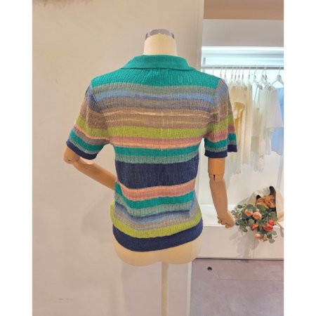 컬러 슬릿 카라 니트