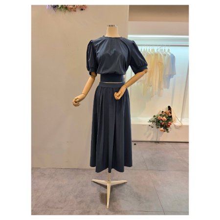 숏 상의 밴딩 스커트 세트