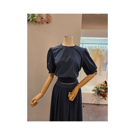 숏 상의 밴딩 스커트 세트