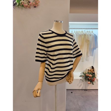 백 x 스트라이프 니트