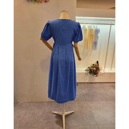 퍼프 소매 양끈 원피스