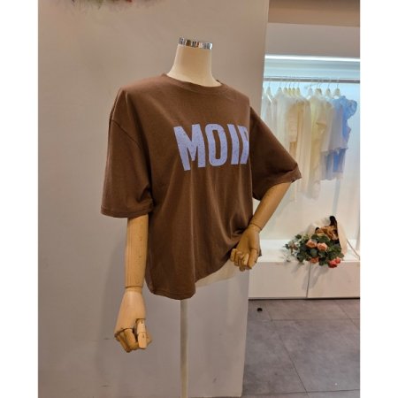 베이직 레터링 라운드 티셔츠