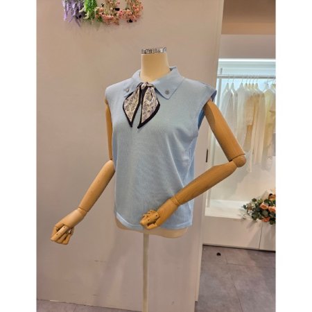 스카프 민소매 니트