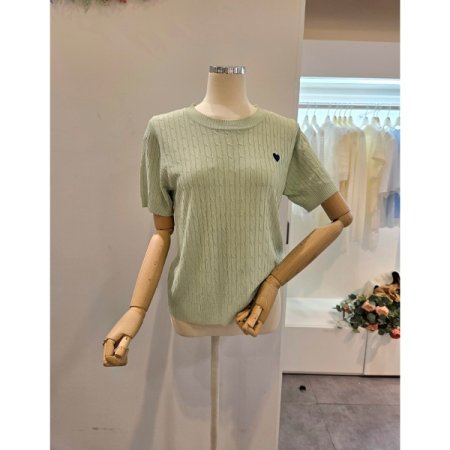 하트 미니 꽈배기 니트