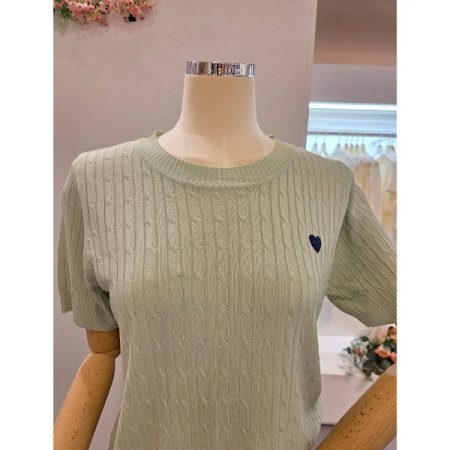 하트 미니 꽈배기 니트