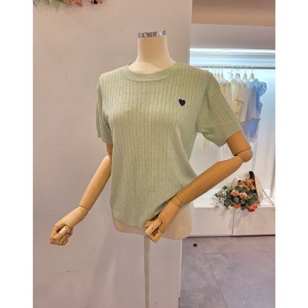 하트 미니 꽈배기 니트