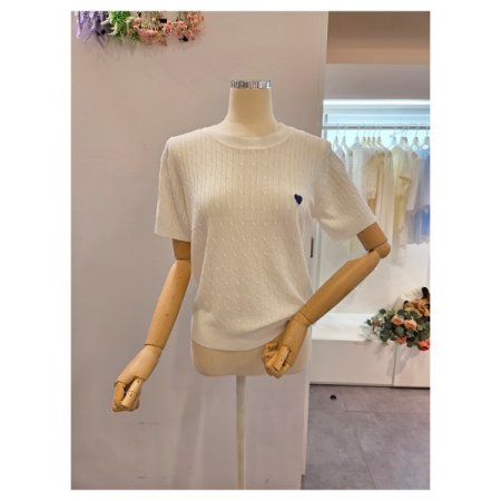 하트 미니 꽈배기 니트