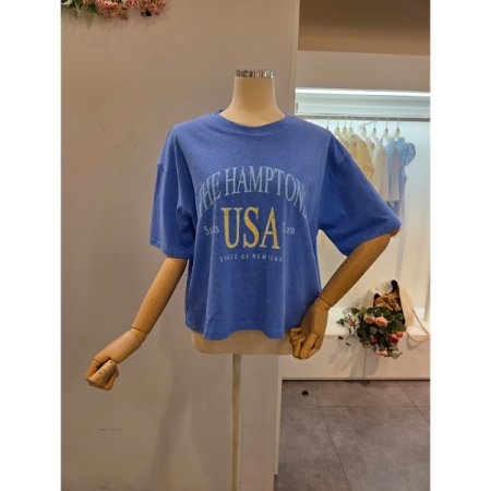 빅 레터링 라운드넥 티셔츠