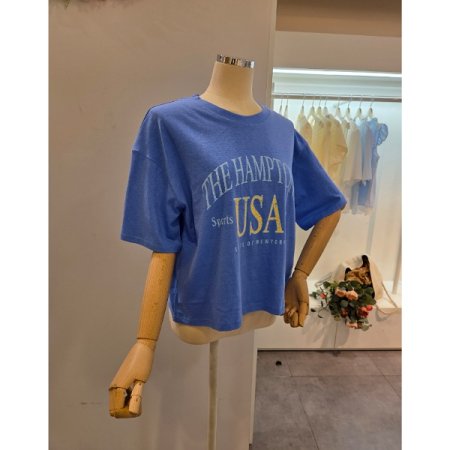 빅 레터링 라운드넥 티셔츠