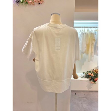 트임 언발 라운드넥 티셔츠