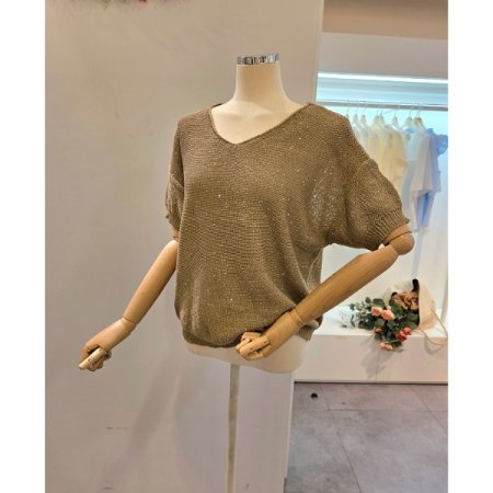 브이넥 스팽글 니트