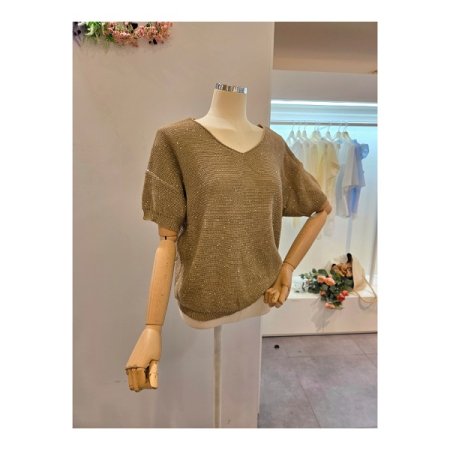 브이넥 스팽글 니트