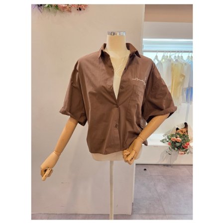 레터링 포켓 루즈핏 셔츠