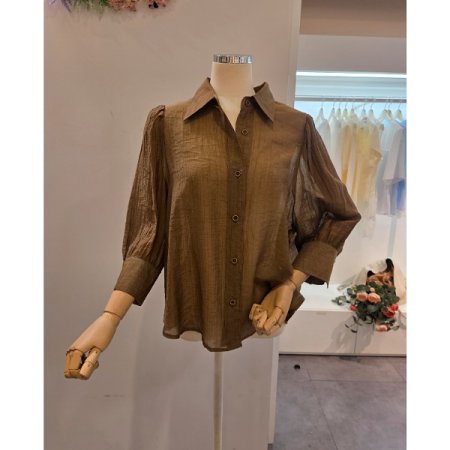 퍼프 7부소매 블라우스