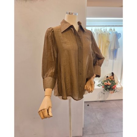 퍼프 7부소매 블라우스