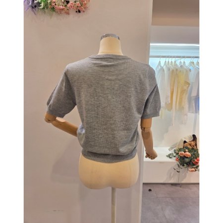 레터링 반팔 소매 니트