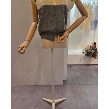 카라 단 배색 니트