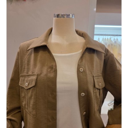 양포켓 스트링 카라 블라우스