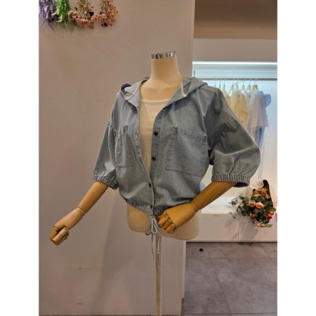 후드 양포켓 청 점퍼