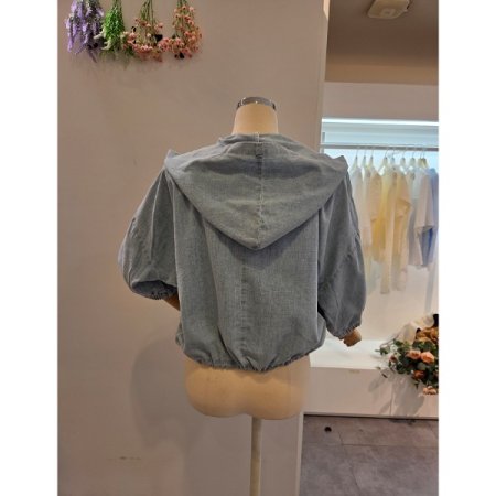 후드 양포켓 청 점퍼