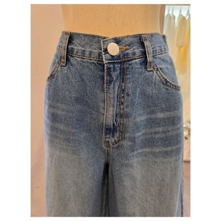 뒷밴딩 워싱 데님 바지