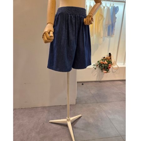 허리 밴딩 청 반바지