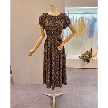 허리 밴딩 꽃 잎 원피스