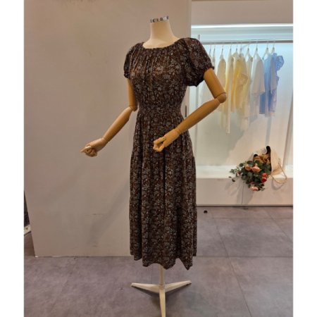 허리 밴딩 꽃 잎 원피스