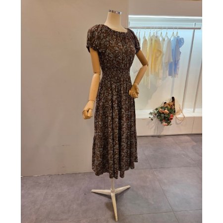 허리 밴딩 꽃 잎 원피스