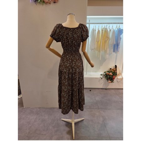 허리 밴딩 꽃 잎 원피스