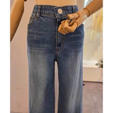 인 밴딩 워싱 와이드 데님 팬츠
